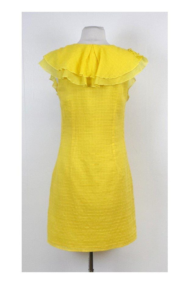 Current Boutique-Tocca - Yellow Ruffle Grid Print Dress Sz 6