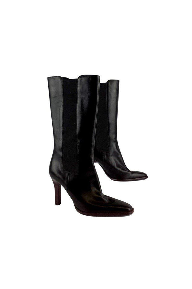 Current Boutique-Tod's - Black & Purple Leather Boots Sz 7.5