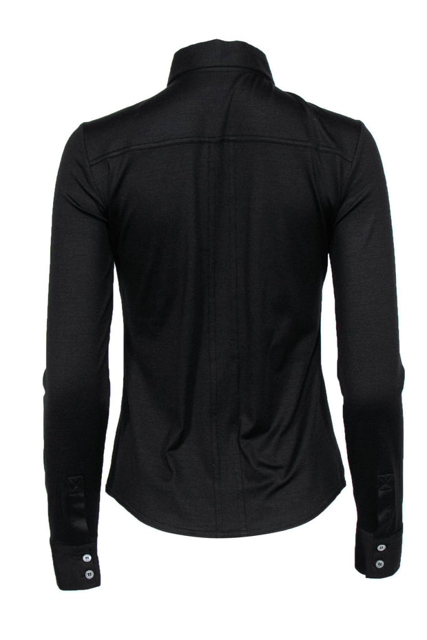 Current Boutique-Tod's - Black Silk Blend Button-Up Blouse Sz S