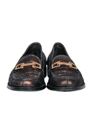 Current Boutique-Tod's - Bronze Metallic Leather Loafers Sz 6.5