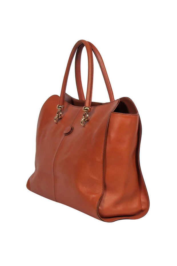 Current Boutique-Tod's - Cognac Brown Leather Satchel-Style Tote