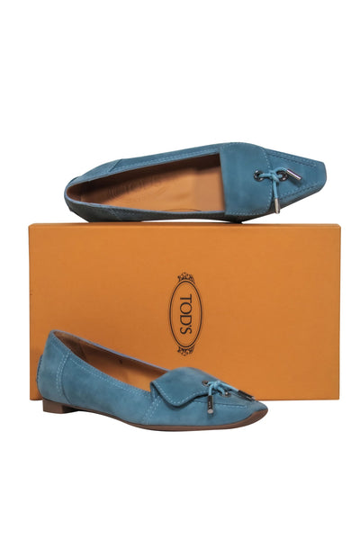 Current Boutique-Tod's - Light Blue Suede Pointed Toe Loafers Sz 5