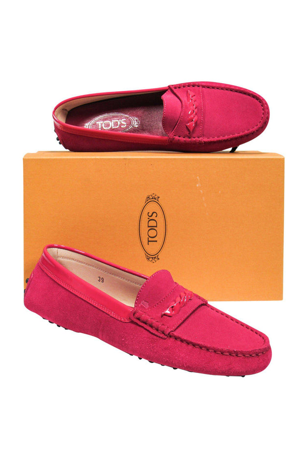 Current Boutique-Tod's - Magenta Suede Loafers w/ Patent Details Sz 9
