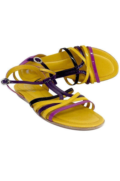 Current Boutique-Tod's - Purple & Yellow Patent Leather Sandals Sz 8