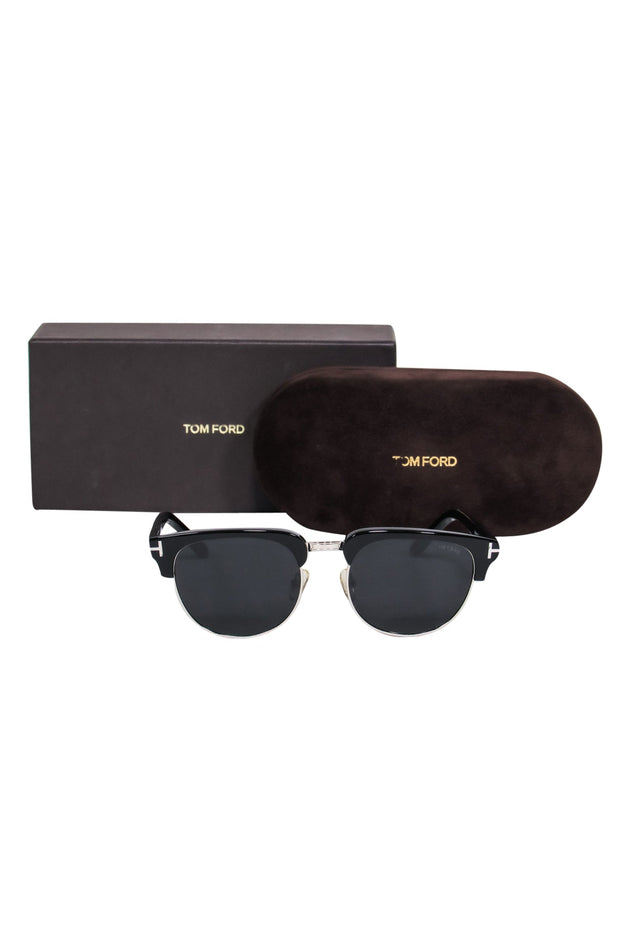 Current Boutique-Tom Ford - Black Browline Silver-Toned Sunglasses