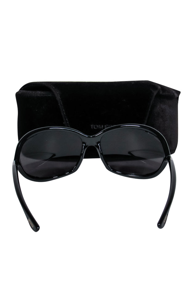 Current Boutique-Tom Ford - Black "Jennifer" Oval Sunglasses w/ Cutouts