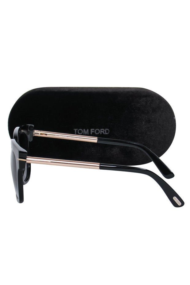 Current Boutique-Tom Ford - Black Square Oversized Sunglasses w/ Silver Accents