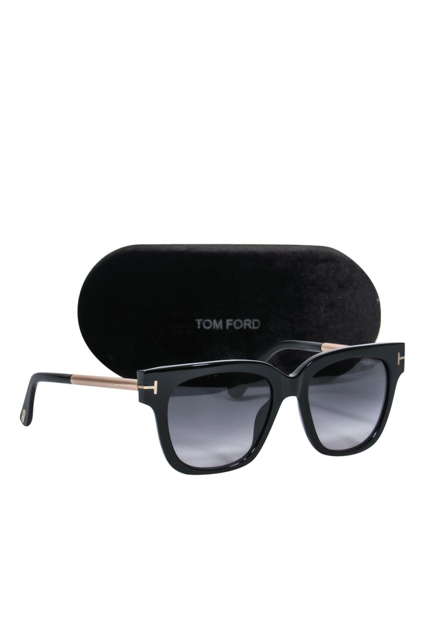 Current Boutique-Tom Ford - Black Square Oversized Sunglasses w/ Silver Accents