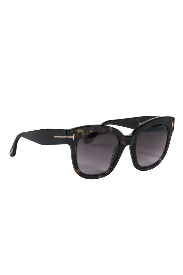 Current Boutique-Tom Ford - Brown Tortoise Shell Oversized "Beatrix" Square Sunglasses