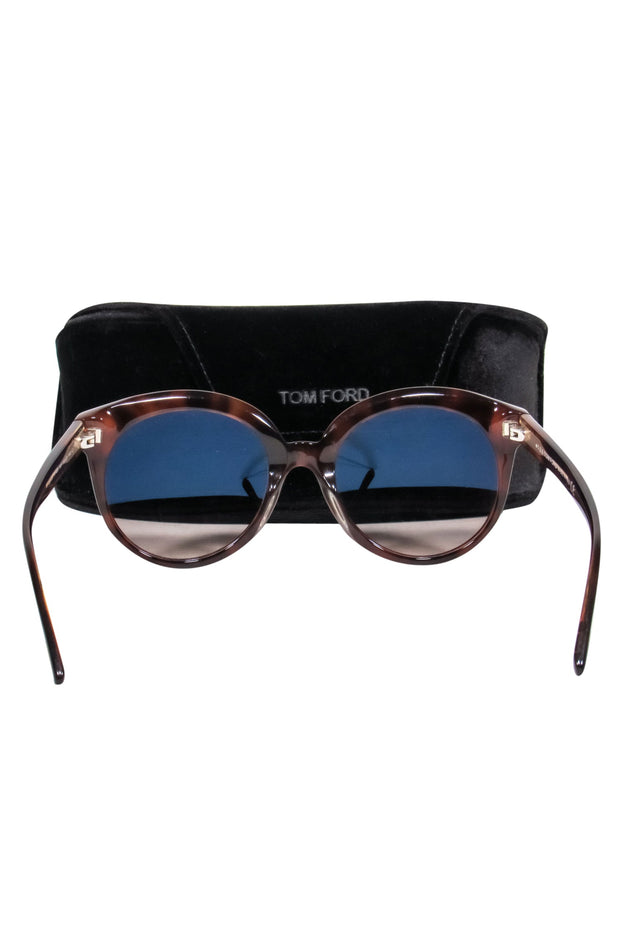 Current Boutique-Tom Ford - Dark Brown Tortoise Shell Round Frame Sunglasses