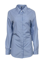 Current Boutique-Tome - Light Blue Button-Up Long Sleeve Blouse w/ Tied Open Back Sz 10