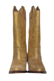 Current Boutique-Toral - Golden Glitter Suede Cowboys Boots Sz 10