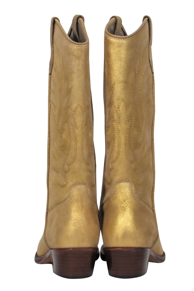 Current Boutique-Toral - Golden Glitter Suede Cowboys Boots Sz 10