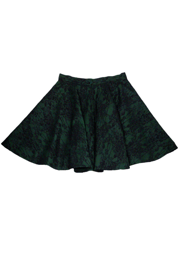 Current Boutique-Torn by Ronny Kobo - Green & Black Lace Flared Skirt Sz M