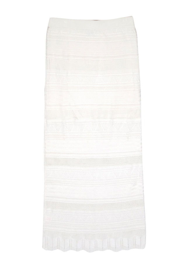 Current Boutique-Torn by Ronny Kobo - White Textured Knit Maxi Skirt Sz L