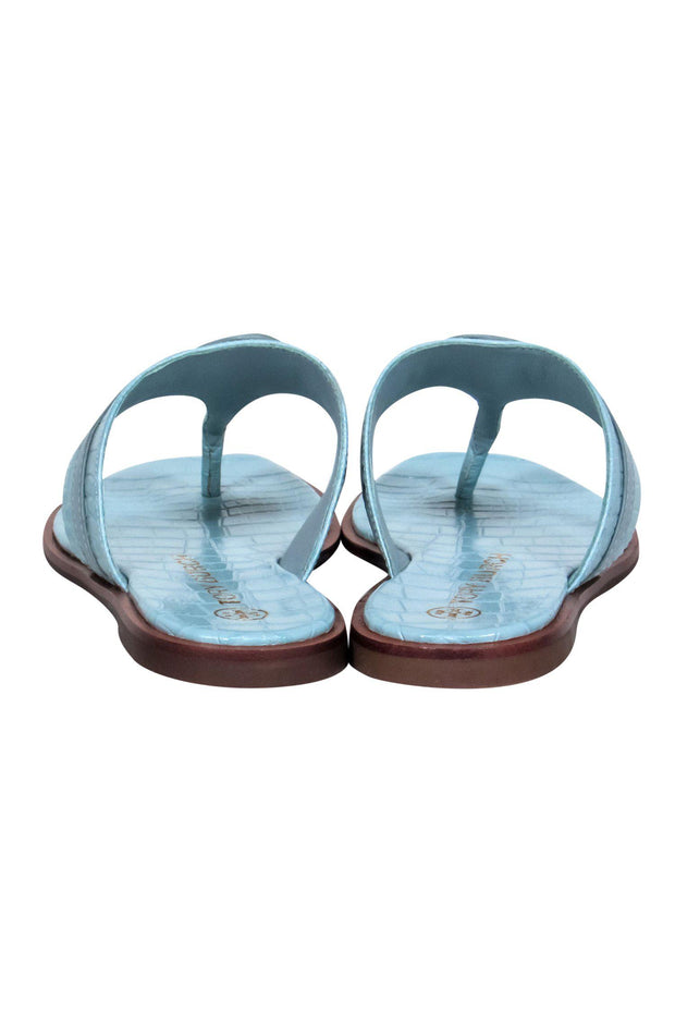 Current Boutique-Tory Burch - Baby Blue Croc Textured Thong Sandals Sz 7