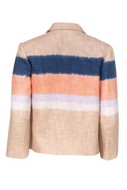 Current Boutique-Tory Burch - Beige Woven Cotton Striped Blazer Sz 6