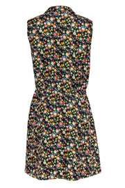 Current Boutique-Tory Burch - Black Floral Printed A-Line Dress w/ Collar Sz 12