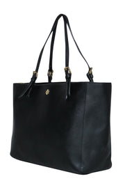 Current Boutique-Tory Burch - Black Large Textured Tote Bag w/ Gold-Toned Hardware
