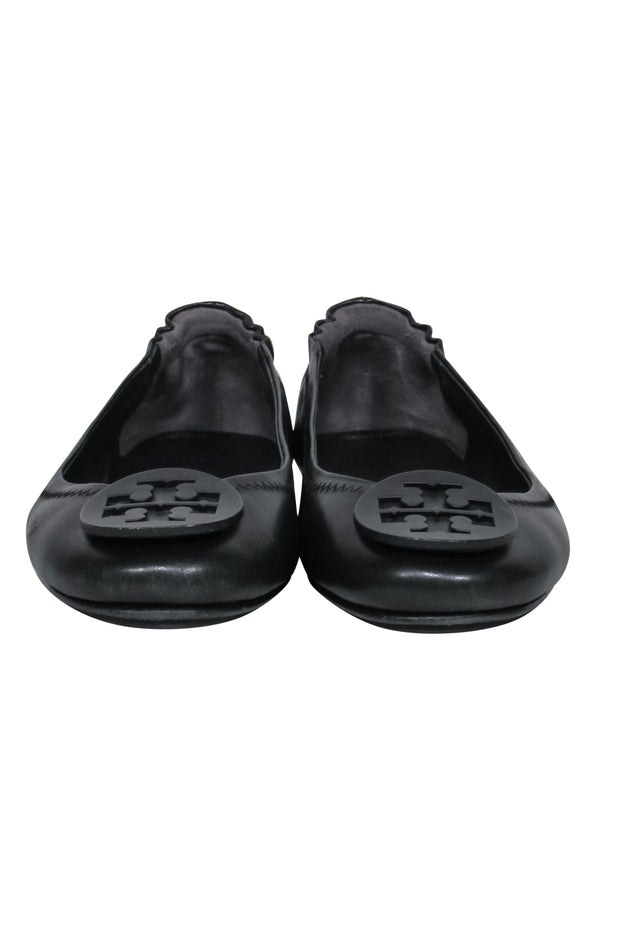 Current Boutique-Tory Burch - Black Leather Ballet Flats w/ Logo Sz