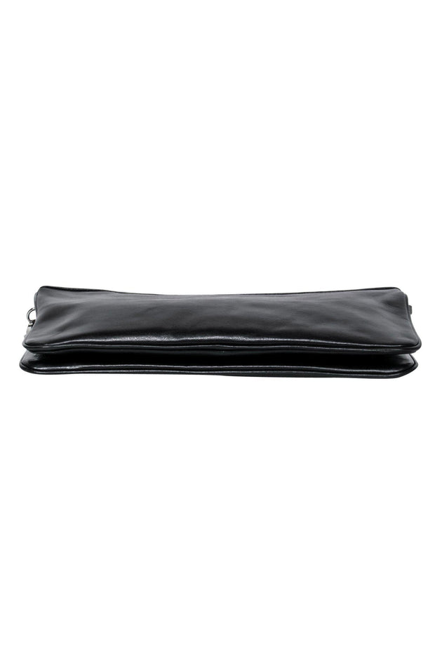 Tory Burch - Black Leather Convertible Shoulder Bag w/ Silver Logo