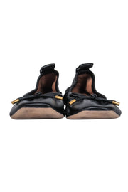 Current Boutique-Tory Burch - Black Leather Square Toe Ballet Flats Sz 7