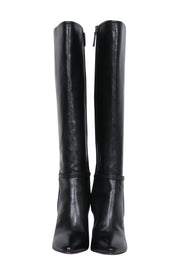 Current Boutique-Tory Burch - Black Leather Stiletto Knee High "Mari" Boots w/ Buckle Sz 9