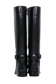 Current Boutique-Tory Burch - Black Leather Tall Riding Boots w/ Gold-Toned Buckle Sz 6
