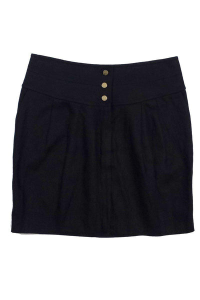 Current Boutique-Tory Burch - Black Linen Buttoned Skirt Sz 8