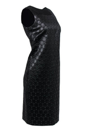 Current Boutique-Tory Burch - Black Metallic Textured Circle Print Sleeveless A-Line Dress Sz 8