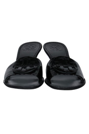 Current Boutique-Tory Burch - Black Patent Leather "Aerin" Mule Sandals w/ Logo Sz 9