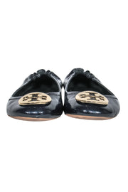 Current Boutique-Tory Burch - Black Patent Leather Flats w/ Gold Logo Sz 7.5