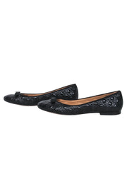 Current Boutique-Tory Burch - Black Quilted Leather Ballet Flats w/ Bow Sz 9.5