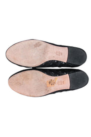 Current Boutique-Tory Burch - Black Quilted Leather Ballet Flats w/ Bow Sz 9.5