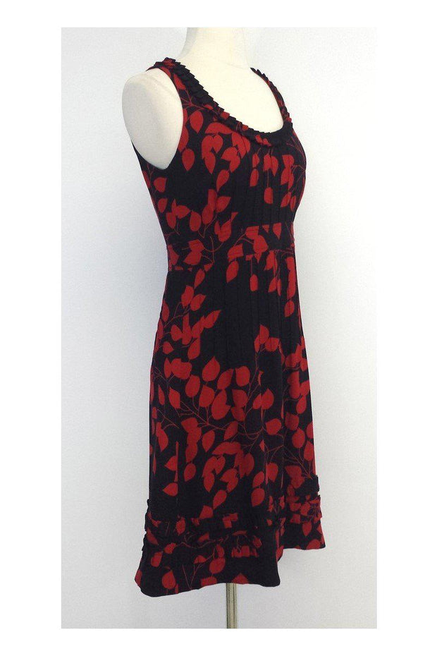 Current Boutique-Tory Burch - Black & Red Print Silk Sleeveless Dress Sz 4