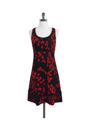 Current Boutique-Tory Burch - Black & Red Print Silk Sleeveless Dress Sz 4