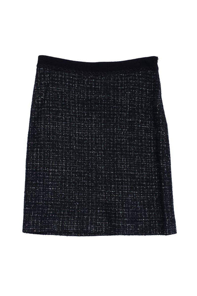 Current Boutique-Tory Burch - Black & Silver Wool Blend Suit Skirt Sz 8