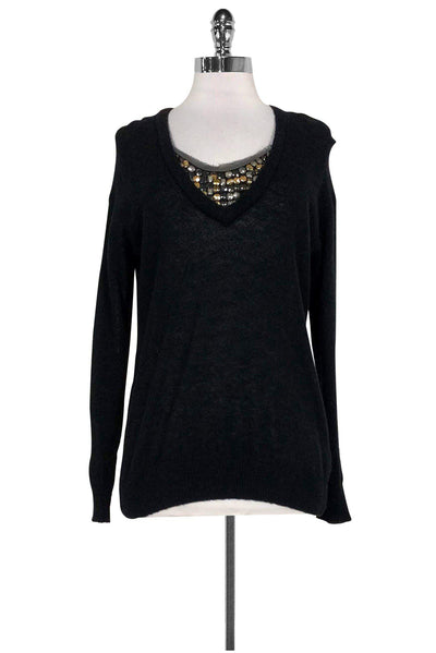 Current Boutique-Tory Burch - Black Studded Neckline Sweater Sz S