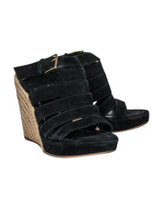 Current Boutique-Tory Burch - Black Suede Strappy Wedges Sz 6.5