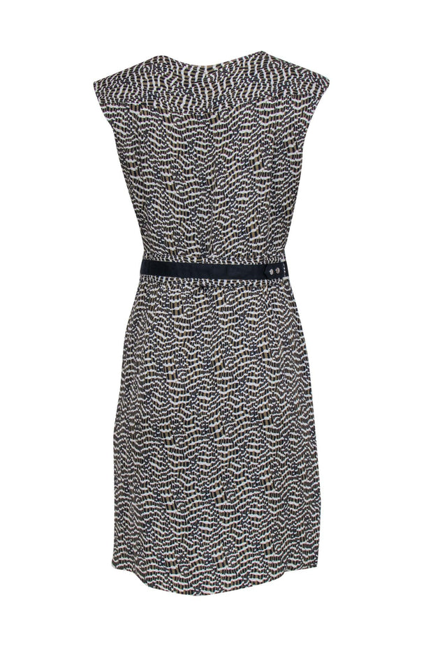 Current Boutique-Tory Burch - Black & Tan Silk Print Dress w/ Belt Sz 4