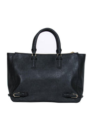 Current Boutique-Tory Burch - Black Textured Leather Carryall w/ Tassels