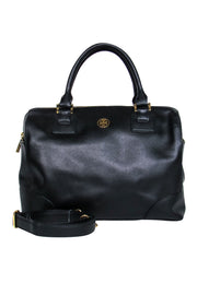 Current Boutique-Tory Burch - Black Textured Leather "Robinson" Convertible Satchel