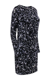 Current Boutique-Tory Burch - Black, White & Grey Splatter Print Silk Dress Sz XS