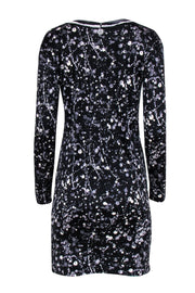 Current Boutique-Tory Burch - Black, White & Grey Splatter Print Silk Dress Sz XS