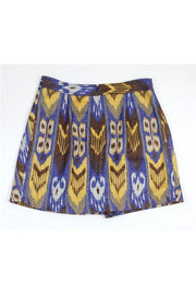Current Boutique-Tory Burch - Blue & Brown Tribal Print Linen Skirt Sz 6