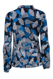 Current Boutique-Tory Burch - Blue Cotton Seashell Print Sequined Top Sz 4
