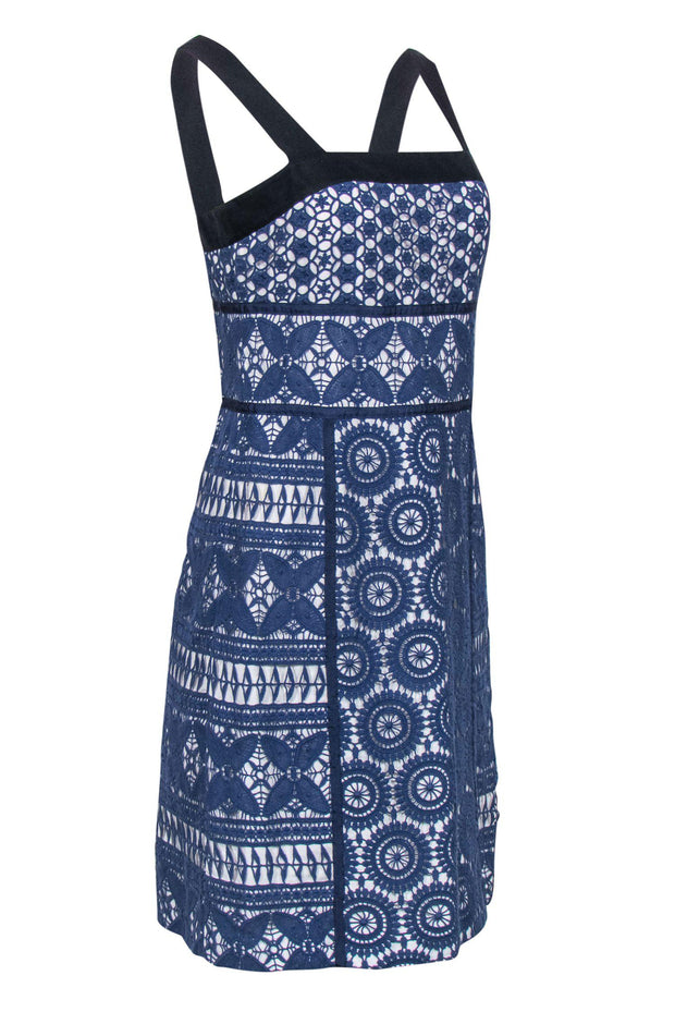 Current Boutique-Tory Burch - Blue Lace Sleeveless Sheath Dress w/ White Lining Sz 6