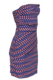 Current Boutique-Tory Burch - Blue & Orange Strapless Dress w/ Ruffle Sz 6