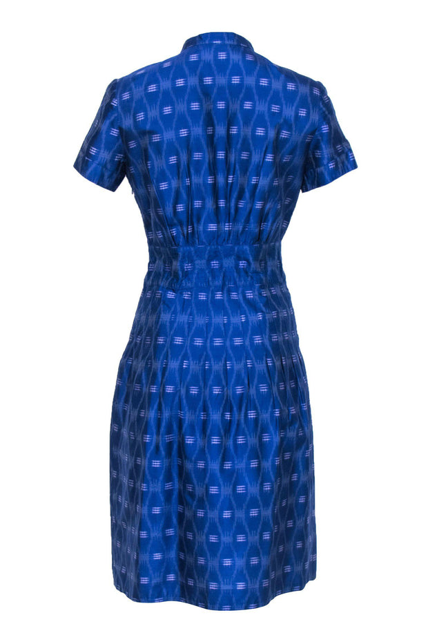 Current Boutique-Tory Burch - Blue Patterned Button-Front A-Line Dress Sz 4