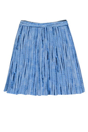 Current Boutique-Tory Burch - Blue Printed Cotton Pleated Miniskirt Sz 0